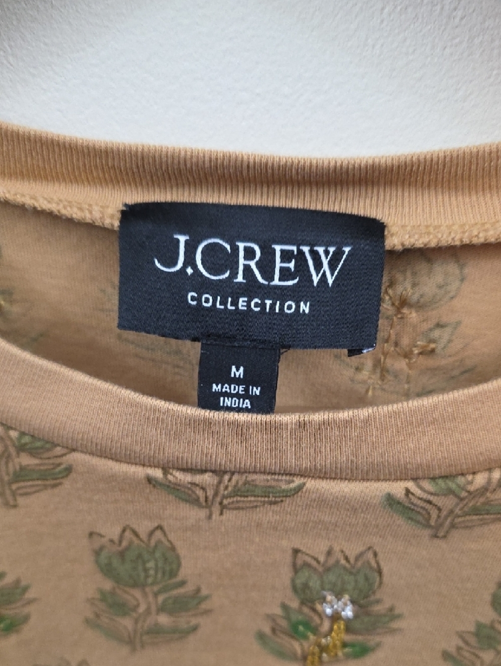 J. Crew Tan Short Sleeve Tee with Metallic Floral Print - Picture 3 of 5